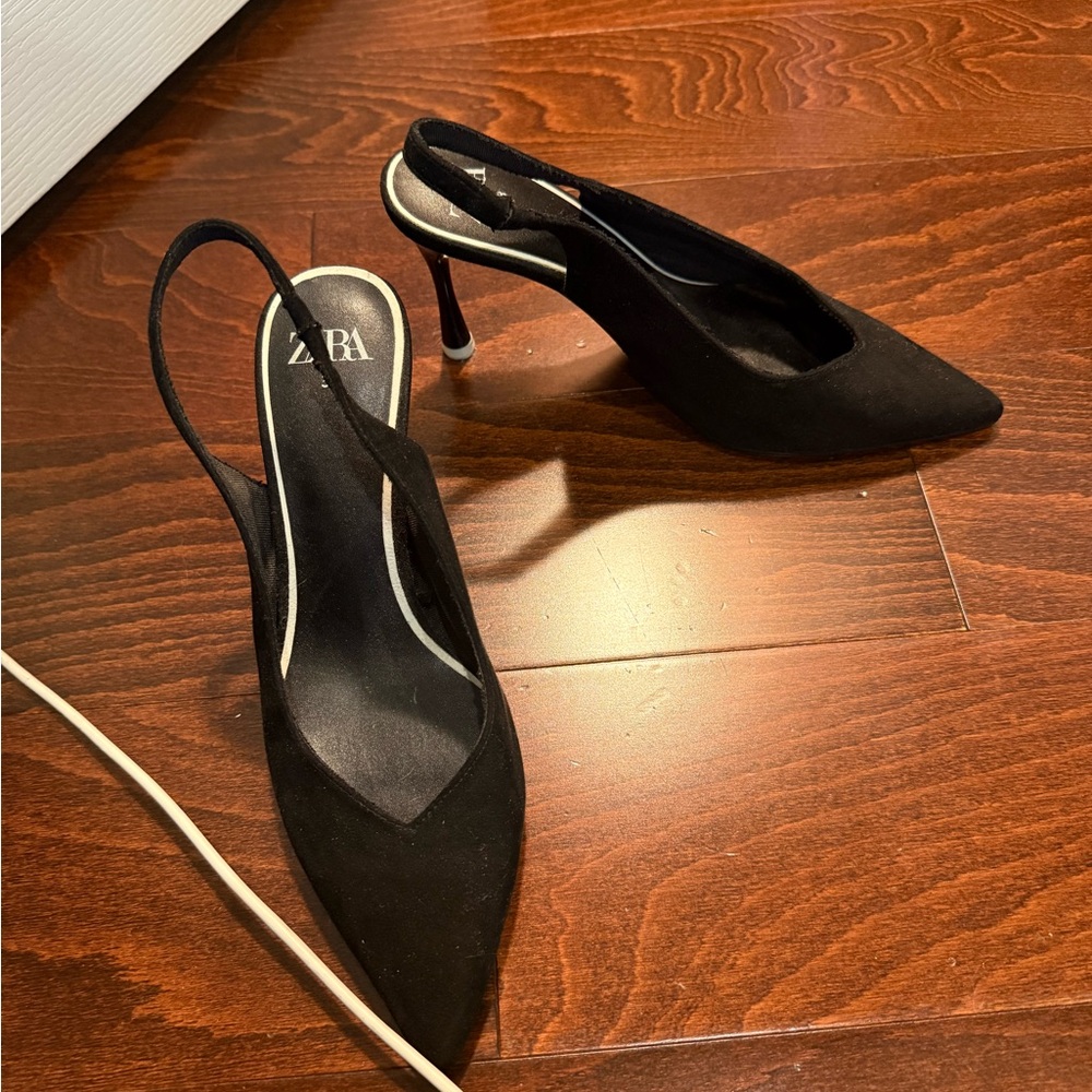 Zara Elegant Black Slingback Heels